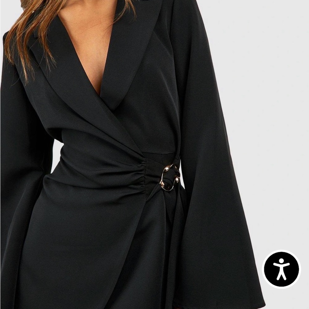 Black Wrap Blazer Romper - Picture 2 of 7